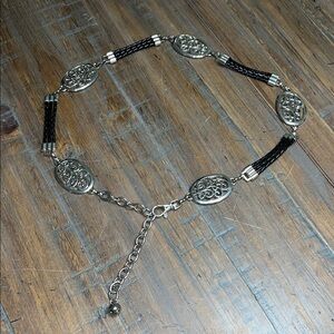 Silver and Black Chain Belt Up to 38 Inches Long